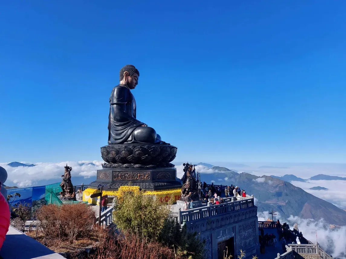 Descending from peak